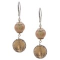 Zoe B Sterling Silver Champagne FW Pearl and Smokey Quartz Earrings