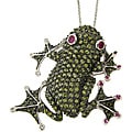Gem Jolie Silver Overlay Cubic Zirconia Frog Pin Pendant