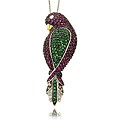 Gem Jolie Silver Overlay Cubic Zirconia Parrot Pin Pendant