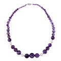 Sterling Silver White Freshwater Pearls Purple Amethyst Graduated Necklace (8-9 mm)