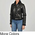 Knoles & Carter Women's Sherpa-sleeve Short Leather Jacket