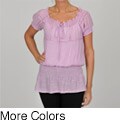 Simply Irresistible Women's Short Sleeve Smocked Keyhole Top