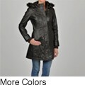 Knoles & Carter Women's 7/8-length Faux Fur Trimmed Hooded Leather Jacket