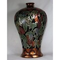 'The Grape Yard' Hand Carved Painted Ceramic Vase