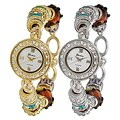 Geneva Platinum Women's Rhinestone-accented Beaded Toggle Watch