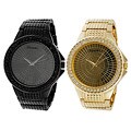 Geneva Platinum Men's Rhinestone-accented Large Face Link Watch