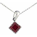 Sterling Silver Created Ruby Crown Necklace