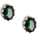 Sterling Silver Mystic Green Crown Earrings