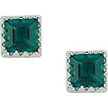 Sterling Silver Emerald Crown Earrings