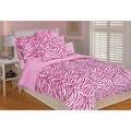 Microplush Pink/ White Zebra Comforter Set