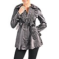 Stanzino Women's Metallic Grey Long Sleeved Ruffled Top