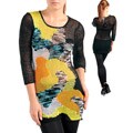 Stanzino Women's Black/ Yellow Sheer Sweater