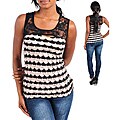 Stanzino Women's Pink/ Black Lace Sleeveless Top
