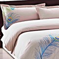 Embroidered Peacock Queen-size 3-piece Duvet Cover Set