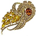 Cano Gold-plating and Crystal Stones Flames Design Brooch