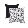 Pillow Perfect Decorative Black/White Flocked Scroll Square Toss Pillow