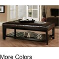 Abbyson Living Manchester Bicast Tufted Leather Coffee Table Ottoman