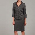 Sweet Women's Black/ Ivory Safari Jacket Skirt Suit