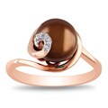 Miadora Pink Silver Freshwater Pearl and Diamond Accent Ring (9-9.5 mm)