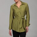 Kasper Women's Peridot Button Front Tie Blouse