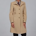 Larry Levine Women's Camel Hair Funnel Neck Coat