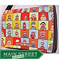 Handmade Medium Black Sock Monkey Messenger Bag