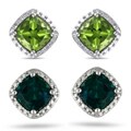 Miadora Sterling Silver 1 4/5ct TGW Created Emerald Stud Earrings