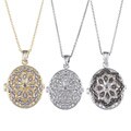 DB Designs Rhodiumplated Diamond Accent Star Design Oval Locket Necklace