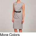 Sweet Women's Pleated Neck Belted Dress