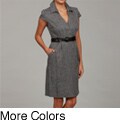 Sweet Women's Cap-sleeve Belted Shirt Dress