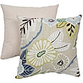 Pillow Perfect Decorative Beige/Blue Tropical Floral Square Toss Pillow