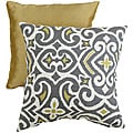 Pillow Perfect Decorative Grey/Yellow Damask Square Toss Pillow
