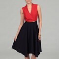Calvin Klein Women's Poppy/ Indigo Belted Dress