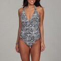 Caribbean Sand Women's Black/ White Halter -piece Swimsuit