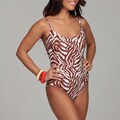 Caribbean Sand Women's Brown/ White 1-piece Swimsuit