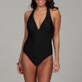 Caribbean Sand Women's Black Halter 1-piece Swimsuit