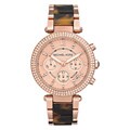 Michael Kors Women's 'Parker' Rosetone and Tortoise Resin Glitz Watch