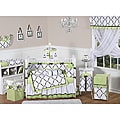 Green, Black and White Princess 9-piece Crib Bedding Set