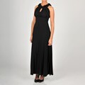 Onyx Nite Women's Keyhole Ruffle Neck Empire Waist Gown
