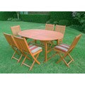 Royal Tahiti "Palma" Seven Piece Outdoor Dining Group Oval Butterfly Extension Table