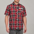 MO7 Men's Red Plaid Woven Shirt