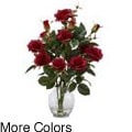 Rose Bush w/Vase Silk Flower Arrangement