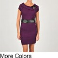 Tiana B Women's Cable Knit Buckle Belted Sweater Dress