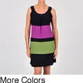 Tiana B Women's Colorblock Sleeveless Trapeze Jersey Dress