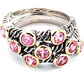Silvertone Pink Cubic Zirconia Rings (Set of 3)