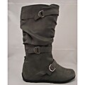 Carrini Women's Three Buckle Faux Suede Boots