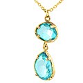 ELYA Designs Goldtone Light Blue Faux 2-stone Necklace