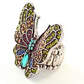 Multi-colored Crystal Butterfly Ring