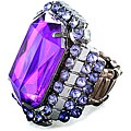 Hematite Colored Faceted Amethyst Stretch Ring