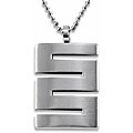 Stainless Steel Domed Brushed Cut-out Design Dog Tag Necklace